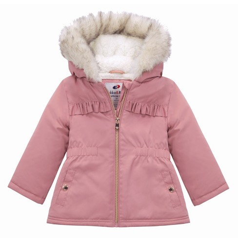 Rokka&rolla Toddler Girls' Fleece Lined Parka Jacket Puffer Coat-rose ...