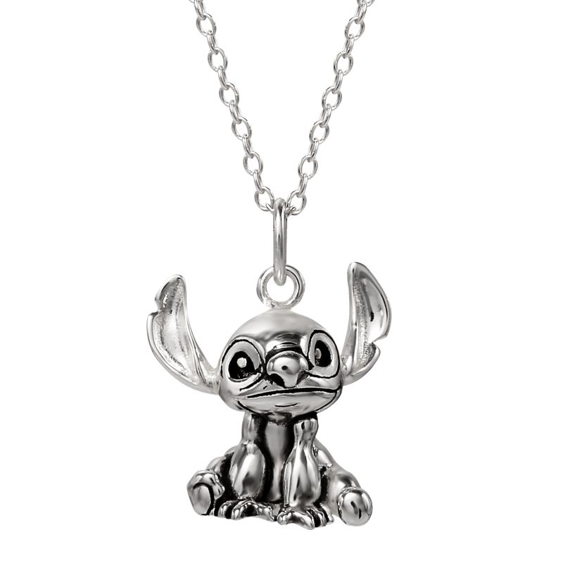 Disney Womens Lilo & Stitch Sterling Silver 3D Pendant Necklace, 18'', 1 of 5