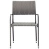 vidaXL Garden Dining Chair Set of 4 Grey PE rattan, steel Standard - Gray 4 - 3 of 4