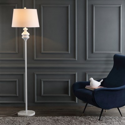 Black Steel Torchiere Floor Lamp with Empire Shade