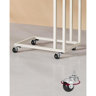 Cream White C-Shaped Metal Frame End Table with Particle Board Top