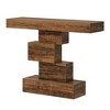 Resenkos Entryway Table, Console Sofa Table,42" Console Table, Wood Sofa Table Accent Table with Geometric Base Brown - 2 of 4