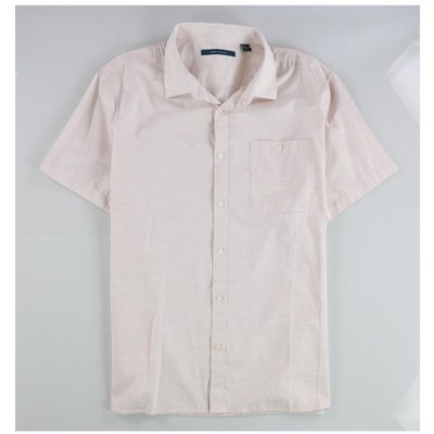 Perry Ellis Mens Dobby Print Button Up Shirt, Pink, X-Large