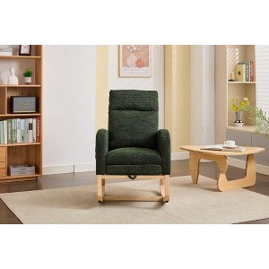Okak Rocking Accent Chair Armchair with Side Pocket and Upholstered Comfy High Backrest Stripe Glider Chair for Bedroom Lounge Nursery - 1 of 4