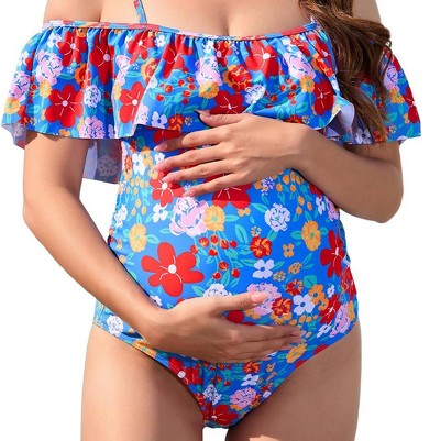 red flowers on blue background