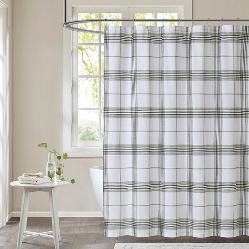 Cottage Plaid Shower Curtain Black/white- Cottage Classics: 100% Cotton ...