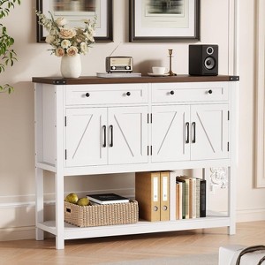 47.2inch Large Sideboard Buffet Cabinet, Farmhouse Coffee Bar Cupboard Cabinet Storage, Wood Console Table with 2 Drawers for Kitchen Dining Room - 1 of 4