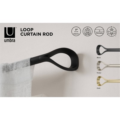 Matte Black Adjustable Loop Curtain Rod 42-120 Inch