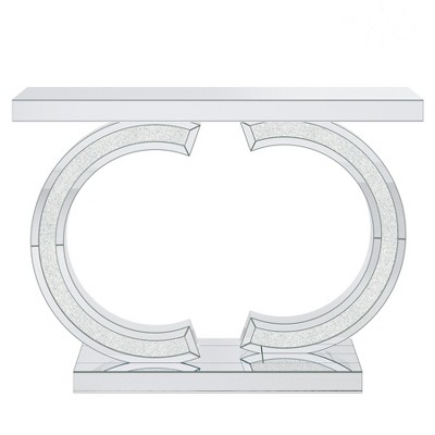 Lirago, 39" Modern Mirrored Console Table with Crystal Inlays-Decorative Entryway & Living Room Table,White