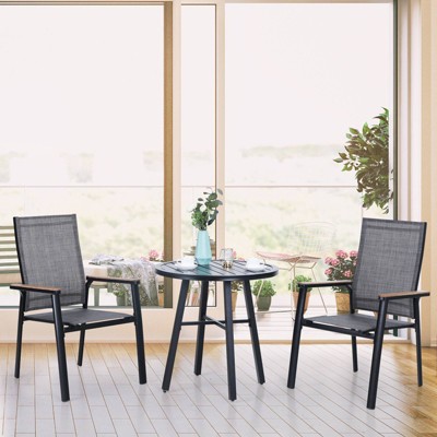 3pc Patio Dining Set with Small Round Steel Table & Sling Chairs - Captiva Designs