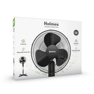 Holmes 16&#34; Oscillating 3 Speed Manual Stand Fan Black_1