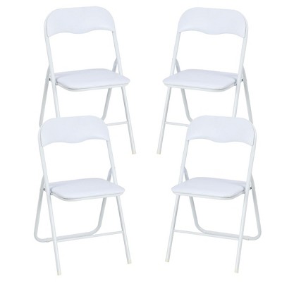 Folding Chairs 4 Pack with Cushion - Portable Metal Chairs with Non-Slip Feet Pads, Stackable Chairs for Outdoor & Indoor Event