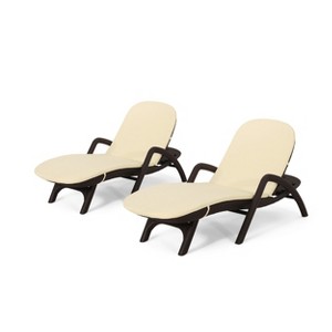 GDFStudio Ethan Outdoor Faux Wicker Adjustable Chaise Lounges with Cushion (Set of 2) - 1 of 4
