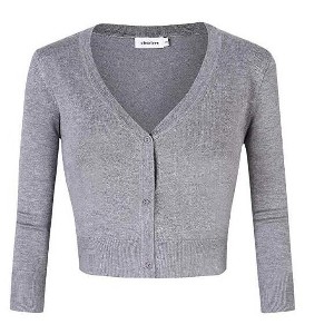 Clearlove Women's Cropped Bolero Cardigan – 3/4 Sleeve V-Neck Basic Classic Casual Button Down Knit Soft Sweater Top - 1 of 1