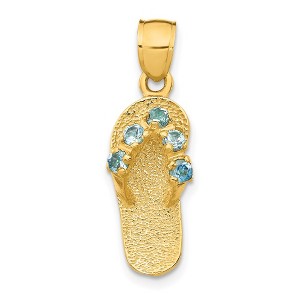 Black Bow Jewelry 14k Yellow Gold December Cubic Zirconia Birthstone Flip Flop Pendant - 1 of 4