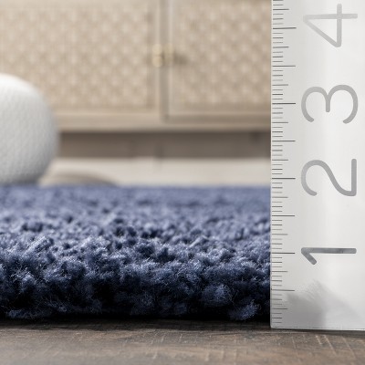 Marleen Plush Solid Blue Shag Rug 2' x 3'