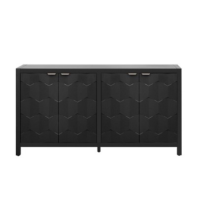NicBex Elegant Buffet Sideboard Cabinet with Honeycomb Patterned Doors Kitchen Storage Cabinet with Metal Handles