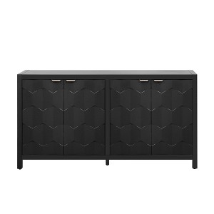 NicBex Elegant Buffet Sideboard Cabinet with Honeycomb Patterned Doors Kitchen Storage Cabinet with Metal Handles - 1 of 4
