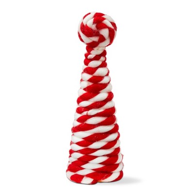 tag Small Peppermint Tree Decor - Holiday Tree Sculpture for Christmas, Red Multi Foam, 3.75" x 3.75" x 12"
