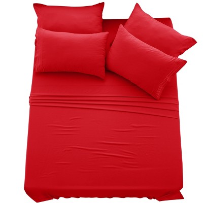 6 Piece Bed Sheet Set Ultra Soft Brushed Microfiber Solid Sheets with Pillow Cases - Lux Decor Collection