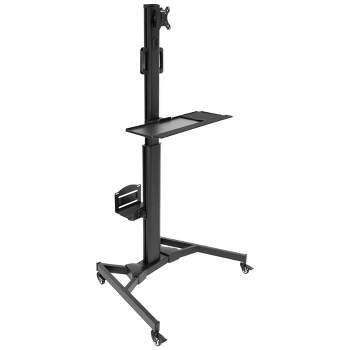 Mount-It! Adjustable Mobile PC Workstation with Single Monitor Mount | Mobile Standing Computer Workstation with Adjustable Keyboard Tray & CPU Holder