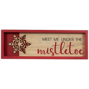 Northlight Framed "Meet Me Under the Mistletoe" Christmas Wall Decoration - 11.75" - Red - 1 of 4