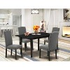HomeStock 5-Pc Black Finish Solid Wood Top - Rectangular Upholstered Dining Room Set with Butterfly Leaf - Seats 4 - 2 of 4