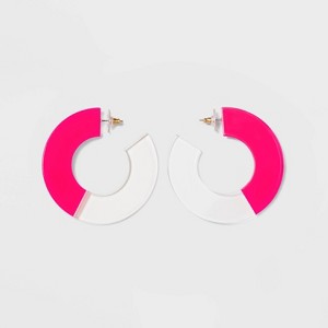 SUGARFIX by BaubleBar Two-Tone Clear Acrylic Hoop Earrings - Pink, Women