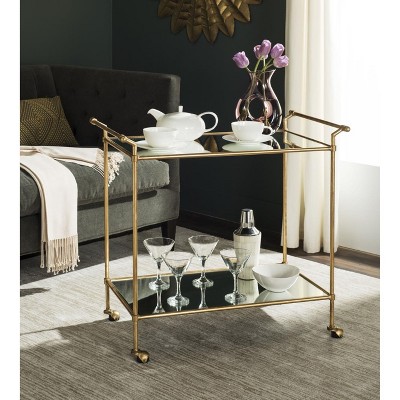 Felicity Gold and Mirror Two-Tier Bar Cart with Handles