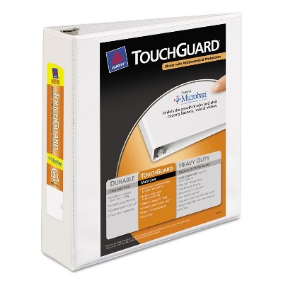 Avery Touchguard Antimicrobial View Binder w/Slant Rings 2" Cap White 17143