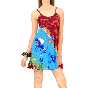 LA LEELA Women's Vacay Holiday Summer Beachwear Sleeveless Casual Spaghetti Strap Nightgown Slip Beach Dress - 1 of 4