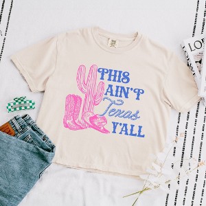Simply Sage Market Women's This Ain't Texas Short Sleeve Relaxed Fit Cropped Graphic Tee - 1 of 3