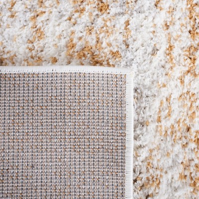 Ivory & Light Gold Synthetic 8' x 10' Low Pile Shag Rug