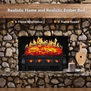 Kismile 21" Electric Fireplace Logs Set Heater,Realistic Flames, Overheated Protection, Realistic Ember Bed for Home and Office, 750W/1500W - 1 of 4