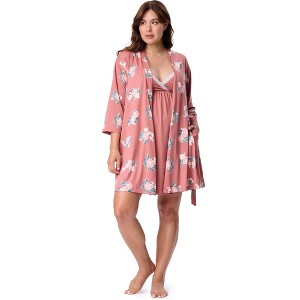 Motherhood Maternity Women's Maternity Robe and Nursing Chemise Sleep Set - 1 of 4