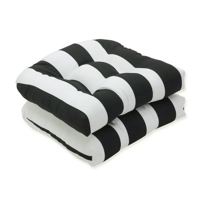 2pk Cabana Stripe Wicker Outdoor Seat Cushions - Pillow Perfect