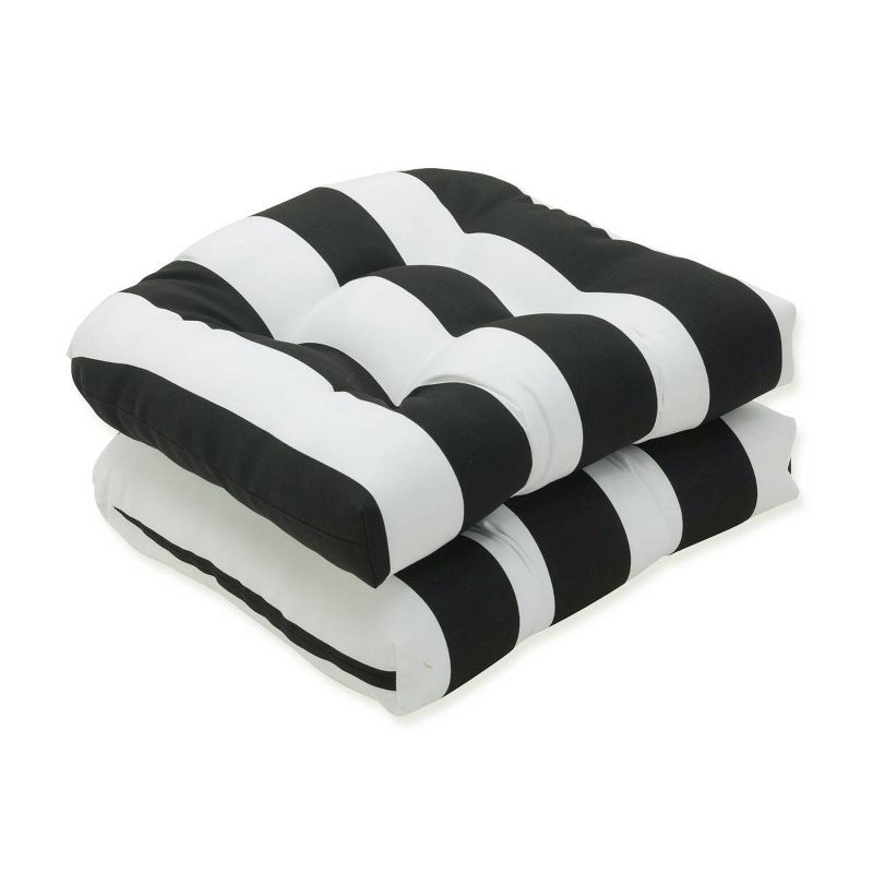 2pk Cabana Stripe Wicker Outdoor Seat Cushions - Pillow Perfect, 1 of 6