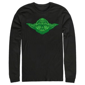 Men's Star Wars St. Patrick's Yoda Clover Face Long Sleeve Shirt - 1 of 4