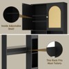 Rattan Over The Toilet Storage Cabinet with 2 Doors & Toilet Paper Holder Stand, Black - 4 of 4