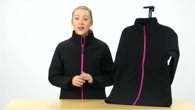 RefrigiWear Women's Warm Softshell Jacket Full Zip with Micro Fleece Lining, 2 of 8, play video
