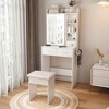 Okak Compact Vanity with Adjustable Mirror, Vanity Desk with Built-in Power Outlet and Padding Stool, Girls Vanity for Bedroom, White - 4 of 4