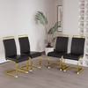 CENGHU Modern Dining Chairs Set of 4, Upholstered PU Faux Leather Side Chair with C-shaped Tube Plating Golden Metal Legs, Guest Office Chair, Black - 3 of 4