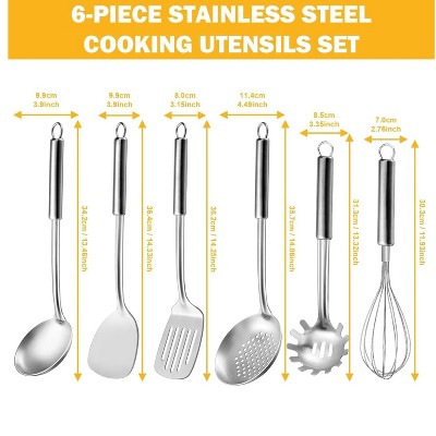 Home Collection Pack of 6 Stainless Steel Kitchen Utensils Set with Hanging Handles — фото 5