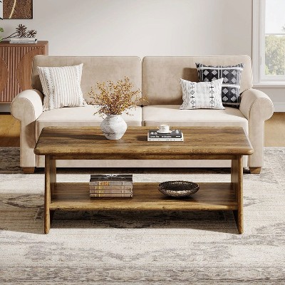 Hommoo Vintage Coffee Table with Storage Shelf Brown