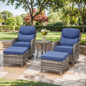 Outdoor Swivel Rocker Chair with 6 Inch Thick Cushion 2 in 1 Porch Glider Swivel Chair - Wicker Patio Furniture Patio Swivel Glider Seating - 1 of 4