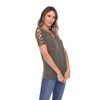 Women's Keyhole Neck Cutout Short Sleeve Top - White Mark - 2 of 4
