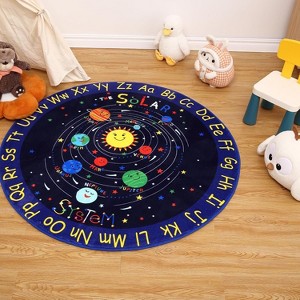 Solar System Kids Area Rug , Outer Space Rug , Ultra Soft Low Plush Cosmic Planet Theme Kids Play Mat , Non-Slip , Classroom/Bedroom/Playroom - 1 of 4