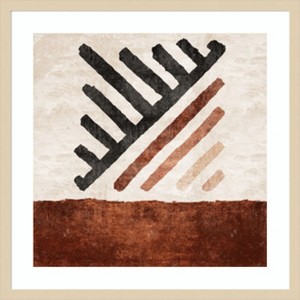 Amanti Art Geometrik Cizgili Kilim Kiremit by Emel Tunaboylu Wood Framed Wall Art Print - 1 of 4