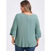 GRACE & GRANDEUR Women's Plus Size 2 Pcs Set 3/4 Sleeve Top and Waist Pleated Asymmetric Hem Blouses - 3 of 4
