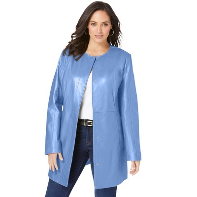 Jessica London Women's Plus Size Three-Quarter Leather Jacket